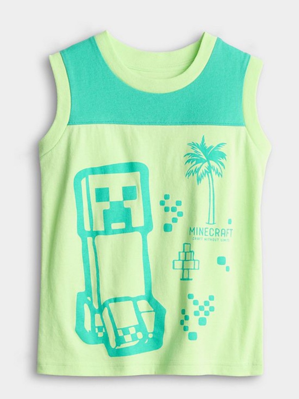Minecraft Neon Green Sleeveless Graphic Tank Top size 5
